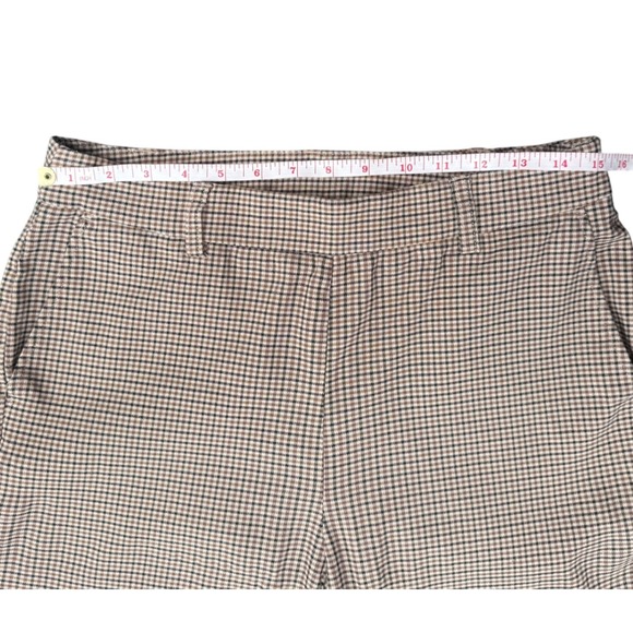 Perry Ellis Womens Slim Ankle Pants Size 10 Brown Houndstooth Stretch Dress Work - Picture 7 of 8